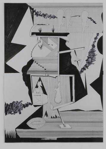 Jarek Piotrowski - Account of Symmetry - water/oil based ink on paper - 76 x 54cm