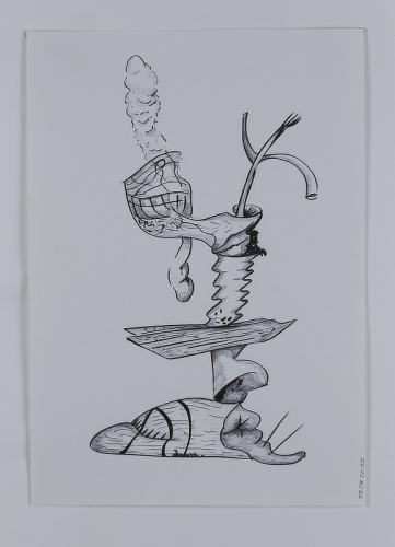 Jarek Piotrowski - Brutus Kaputt - Oil / water based ink on paper - 30cm × 21cm