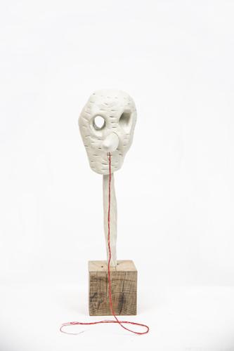 Jarek Piotrowski - Idiot - Wood, clay and cotton - 35cm × 7.5cm × 22cm