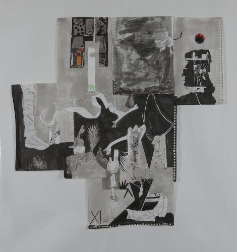 Jarek Piotrowski - By the Life of Nevermind - Plastic, digital print and ink on paper - 72 x 72cm
