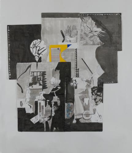 Jarek Piotrowski - By the Life of Nevermind -  Digital print, cardboard, washi and ink on paper - 65 x 62.5cm
