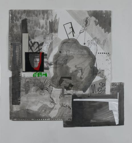 Jarek Piotrowski - By the Life of Nevermind -  Digital print, cardboard, alminium and ink on paper - 55.5 x 55cm