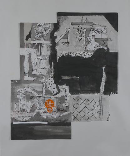 Jarek Piotrowski - By the Life of Nevermind -  Plastic, alminium, digital print, cardboard and ink on paper - 61 x 52.5cm
