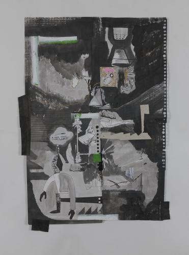 Jarek Piotrowski - By the Life of Nevermind -  Digital print, tape, cardboard, plastic and ink on paper - 59.5 x 45.5cm