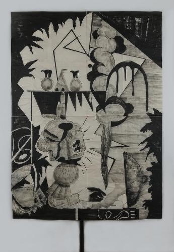 Jarek Piotrowski - Elastic - Ink on washi paper - 158 x 96cm
