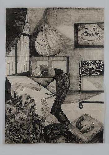 Jarek Piotrowski - Ladders and Thrones - Ink on washi paper - 131 x 96cm