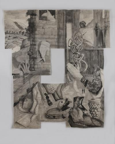 Jarek Piotrowski - Ladders and Thrones - Ink on washi paper - 146 x 130.5cm