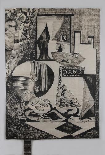 Jarek Piotrowski - Ladders and Thrones - Ink on washi paper - 161 x 96.5cm