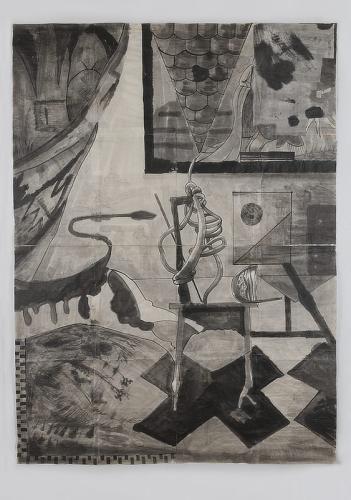 Jarek Piotrowski - Ladders and Thrones - Ink on washi paper - 130 x 95.5cm