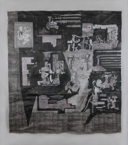 Jarek Piotrowski - Played on the Home Ground -  Ink on washi paper - 143.5 x 131cm