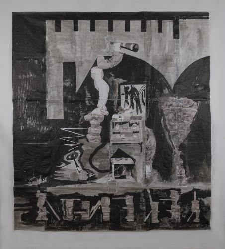 Jarek Piotrowski - Played on the Home Ground -  Ink on washi paper - 163 x 144cm
