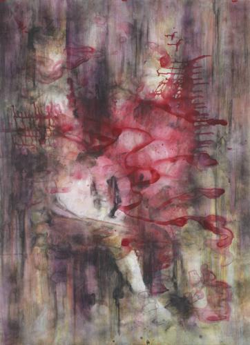 Jarek Piotrowski - Gentle Collapse - Watercolor, acrylic-based aerosol paint on Paper - 150cm × 115cm