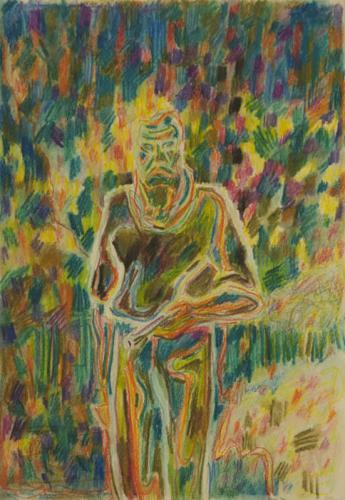 Jarek Piotrowski - Batankyu - ”Man With A Stick” - Watercolor on Paper - 27.5cm × 19cm