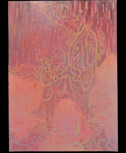 Jarek Piotrowski - Wise Men's Follies - Watercolor, dry pastel, and spray paint on Paper - 27.5cm × 20cm