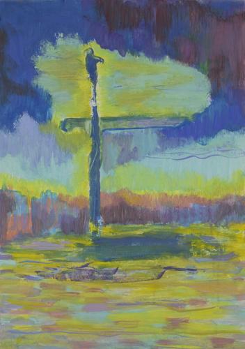 Jarek Piotrowski - Bog - ”Totem” - Oil on paper - 29.7cm x 21cm