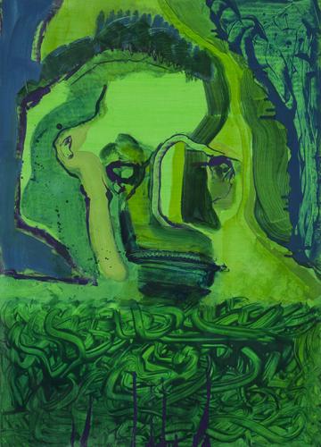 Jarek Piotrowski - Heads - Oil and acrylic on paper - 70cm x 50cm