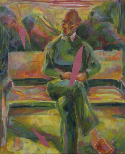Jarek Piotrowski - Idiot - ”Man on a Bench” - Oil on canvas - 55 x 45cm
