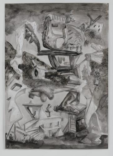 Jarek Piotrowski - Legs, Boots Vanish - Acrylic and oil based ink on paper - 51.3 x 36.5cm