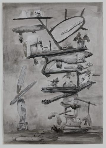 Jarek Piotrowski - Legs, Boots Vanish - Acrylic on paper - 76 x 53.8cm