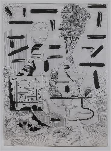 Jarek Piotrowski - Compass - Ink on Japanese calligraphy paper - 132 x  96.5cm