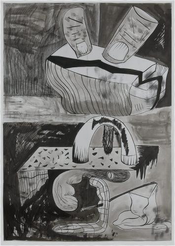Jarek Piotrowski - O.T - Ink and charcoal on paper - 107.5 x 76cm